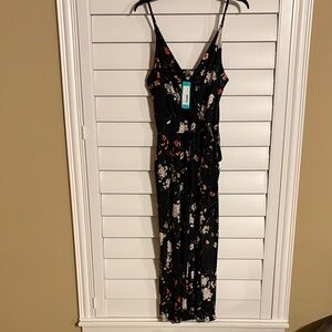 Floral Black crop jumpsuit